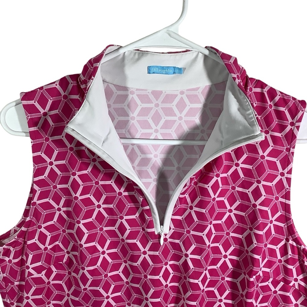 J. McLaughlin Pink White Sleeveless Polo Top - Picture 4 of 11